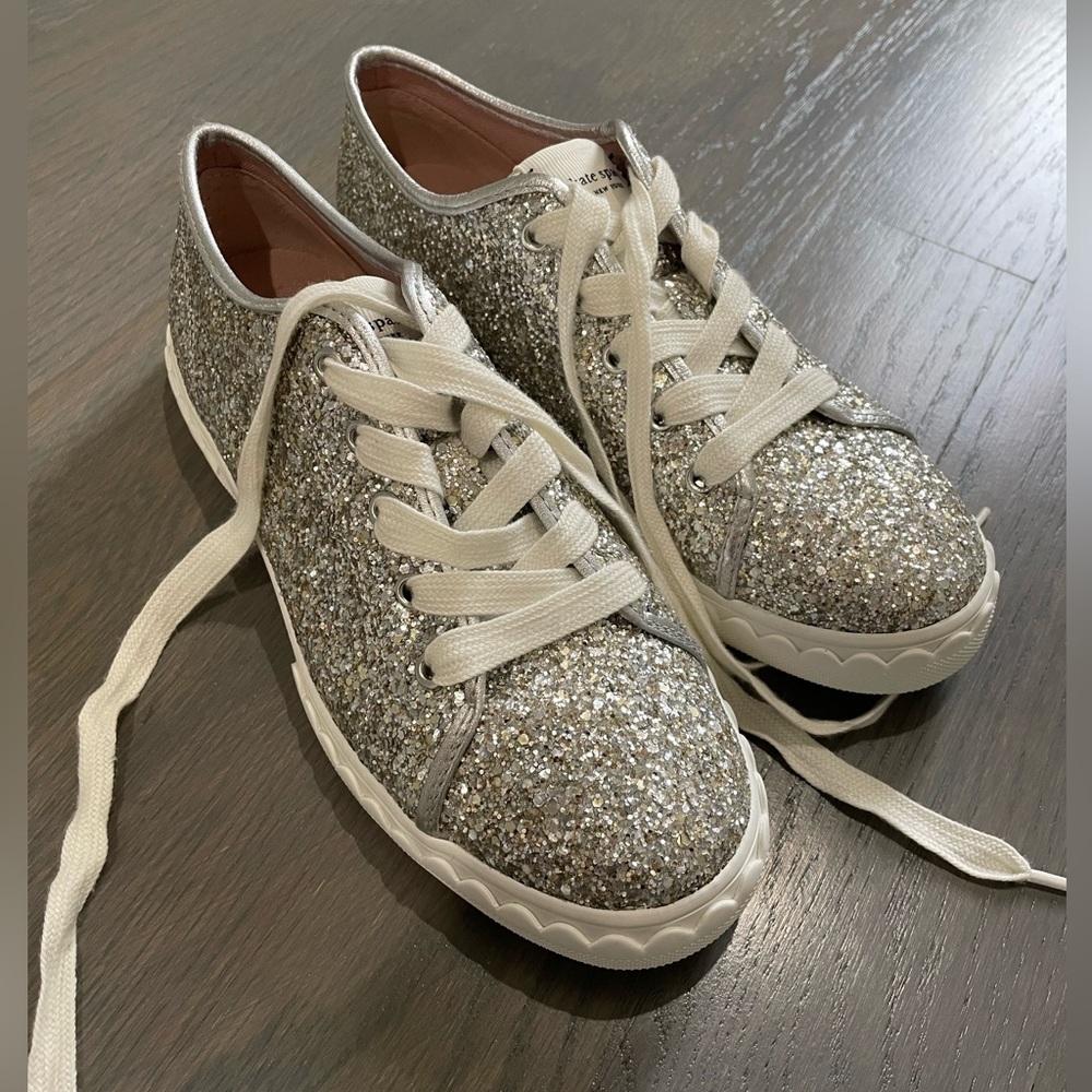 Kate Spade Silver Glitter Sneakers